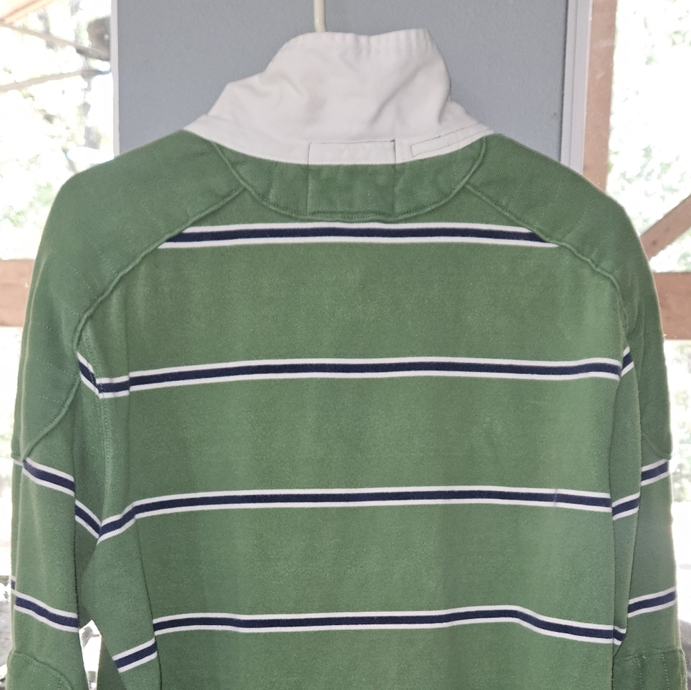 Rugby J CREW Green and White Striped pullover - Picture 2 of 2